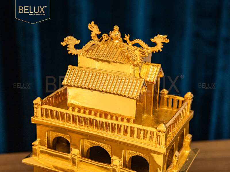 Mô hình Tháp Rùa bằng đồng mạ vàng 24k